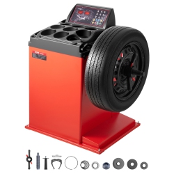 VEVOR Tire Changer Machine, 18" Spindle, Durable Tire Balancer \w 4 Size Of Conic & 45 Steel, Reinforced Tire Balancer \w Complete Measuring Tools
