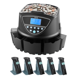 VEVOR Usd Coin Sorter Machine for 5 Kinds Of Usd Coins, Coin Sorter And Wrapper Machine Holds Up to 2000 Coins, Screen Display Coin Storage Included