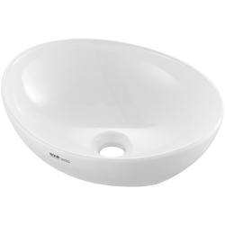 VEVOR 16" X 13.4" Oval Vessel Sink, Bathroom Vessel Sink Bowl Countertop Ceramic Bathroom Sinks Above Counter, Bowl Sink \w Modern Style