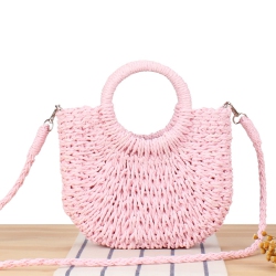 THE WAY Women's Straw Beach Bag, Crossbody Shoulder Bag, Summer Wallet, Simple Ins Style, Popular Semi-Circular Woven Bag, Holiday Women's Crossbody