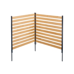 VEVOR 38" W X 42" L Wood Privacy Fence, 2-Panel Slatted Air Conditioner Fence Screen, Pool Equipment Enclosure \w Metal Stakes, Easy Diy