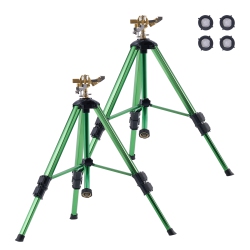 VEVOR 2 Packs Impact Sprinkler On Tripod Base, Heavy Duty Tripod Sprinklers \w Brass Head & 3/4"nh Connector, 360 Degree Large Area Irrigation