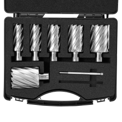 VEVOR 6 PCs Annular Cutter Set, Weldon Shank Mag Drill Bits, 2" Cutting Depth, 1" to 2" Cutting Diameter, M2Al High-Speed Steel, \w 2 Pilot Pins And