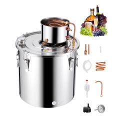VEVOR 13.2 Gal / 50 L Alcohol Still, Stainless Steel Water Alcohol Distiller \w Copper Coil, Home Brewing Refining Fermentation Kit \w Thermometer &
