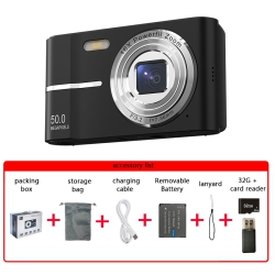 THE WAY New Ccd Student Retro Camera HD Dual Camera Can Take Photos And Record Video Mini Slr Camera Student 4K Camera-Black + 32G Memory Card [With