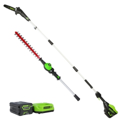 GREENWORKS 60V Gen Ii 10" Pole Saw & 20" Pole Hedge Trimmer, 2.0Ah Battery And Charger Included