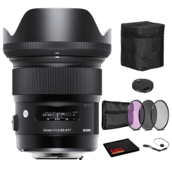 SIGMA 24MM F/1.4 Dg Hsm Art Lens for Nikon F With Bundle: 3PC Filter Kit + More