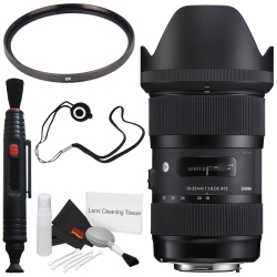 SIGMA 18-35MM F/1.8 Dc Hsm Art Lens for Nikon # 210-306 + 72MM Uv Filter + Lens Pen Cleaner + Deluxe Cleaning Kit + Lens Cap Keeper Bundle