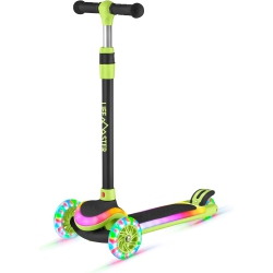 LIFEMASTER 3-Wheel Kids Scooter \w Led Deck & Wheel Lights, 5-Height Adjustable Handlebar, Wide Anti-Slip Deck, Safety Certified, Ages 3+, 150 Lbs –