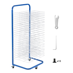VEVOR 17 X 13 X 39.4 Inch Art Drying Rack, 25 Removable Shelves Paint Drying Rack \w Lockable Wheels, Carbon Steel Painting Drying Rack for Artwork