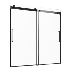 VEVOR 56-60 In W X 60 In H Frameless Sliding Bathtub Door, Shower Glass Door, Double Sliding Tub Door \w 5/16 In Clear Tempered Glass And Stainless