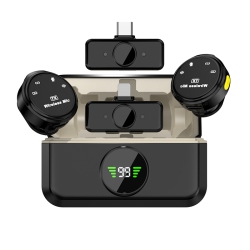 THE WAY Wireless Lavalier Microphone, Mobile Phone Live Broadcast, \w Charging Case, Noise Reduction Accompaniment Monitoring Ear Return, Q9-Apple +