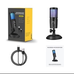 THE WAY RGB Microphone, USB Live Broadcast Condenser Microphone, Microphone Computer Competition Recording, With Light