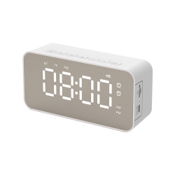 THE WAY Smart Bluetooth Speaker, Mirror Clock Alarm Mini Card Radio Audio, Fm Radio Digital Table Clock, Led-Q6 In White