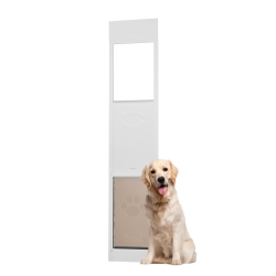 VEVOR 75 7/8"-80 11/16" Dog Door for Sliding Glass Door, Height Adjustable, Aluminum Frame Tempered Glass Pet Door \w Hinge Structure Flap And Lock