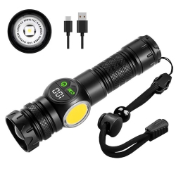 THE WAY Long-Range Zoom Cob + Laser Strong Light Flashlight Led Outdoor Camping Lighting Flashlight [Including 1 26650 Battery 5000 Mah] In White