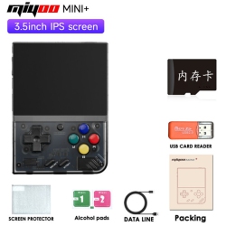 THE WAY Miyoo Mini Plus+ Game Console Retro Classic Nostalgic 3.5-Inch HD Screen GBa Handheld, A Variety Of Classic Games - 64G In Black