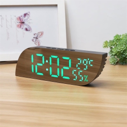 THE WAY Desktop Bedroom Alarm Clock Geometric Shape Led Mirror Electronic Clock Snooze Digital Temperature And Humidity Student Alarm Clock Led
