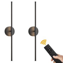 MYACUC 2 Pack Rechargeable Wall Lights Indoor With Remote Control Lamp Led Sconce Dimmable 350° Rotation 72Cm Modern Living Room Bedroom Hallway
