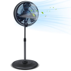 COSTWAY 16" Oscillating Fan Misting Pedestal Fan With Hose Connector 3 Micro-Mist Levels In Black