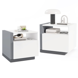 GYMAX Nightstands Set Of 2 Modern Minimalist Bed Side Table W/ Open Compartment