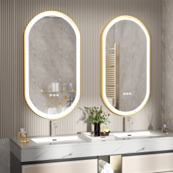 UNHO Luvodi Oval Led Bathroom Mirror 20"x40" Lighted Wall Mounted Vanity Mirror \w Aluminum Frame, Anti-Fog Waterproof Smart Mirror, Stepless