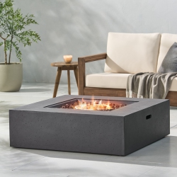 STREAMDALE FURNITURE Modern Concrete Square Fire Pit - 50, 000 Btu, Propane