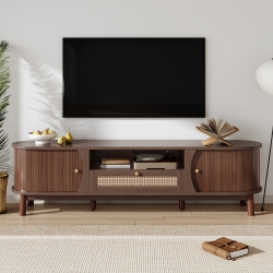 STREAMDALE FURNITURE Rattan Tv Stand - Solid Wood Doors, Drawers & Storage - Country Style