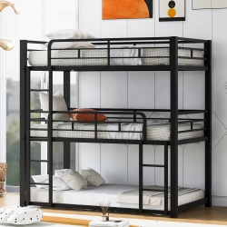 STREAMDALE FURNITURE Metal Twin Size Triple Bunk Bed In Black