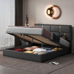 STREAMDALE FURNITURE Queen Hydraulic Storage Platform Bed - In Black