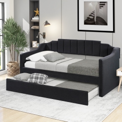 STREAMDALE FURNITURE Upholstered Twin Daybed With Trundle, Black