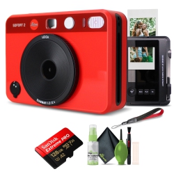 LEICA Sofort 2 Hybrid Instant Photo Film And Digital Camera (Red) Bundle In Multicolor