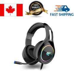 HAVIT H2232D RGB Led Lighting 3.5MM Jack + USB Powered 50MM Drive Gaming Headset_Black
