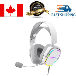 HAVIT H2035U USB 7.1 RGB Lighting Super 50Mm, 3D Surround Stereo Professional Gaming Headset With Attachable Mic Design_White