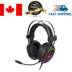 HAVIT H2016D 3.5MM Jack+USB Power 50MM Drive Stereo Surround Sound Gaming Headset With Led Light And HD Mic_Black
