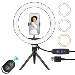 THE WAY Led Selfie Ring Light - Suitable for Phones And Cameras, Can Be Used for /video/vlog/tiktok10 Inch Ring Light + Hose Phone Clip + Metal