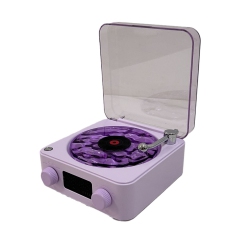 THE WAY Tinghai Retro Speaker, Music Noise Bluetooth Speaker, Portable Audio CD, With 3 Adjustable Mood Lights, 360° Surround Sound - Purple In White