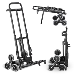 VEVOR 460Lbs Capacity Stair Climbing Cart, Stair Climber Hand Truck And Dolly, Heavy-Duty Folding Trolley Cart \w Two Handle, 6 Wheels & 2 Elastic