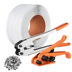 VEVOR 328Ft Length Pp Banding Strapping Kit \w Strapping Tensioner Tool, Banding Sealer Tool, 100 Metal Seals, Pallet Packaging Strapping Banding