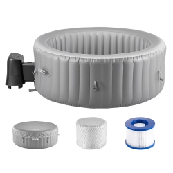 VEVOR 2 to 4 Person Inflatable Hot Tub, 70.9 X 26 In Round Portable Outdoor Spa, \w 110 Soothing Jets, Filter, Cover And Mat, Multi-Function Control