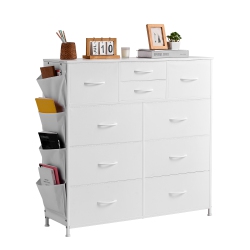 VEVOR 10 Drawer Dresser, Fabric Drawer Dresser \w Fabric Bins, Closet Storage Drawers \w Easy Pull Handle And Sturdy Steel Frame, Fabric Storage