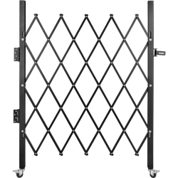 VEVOR 5' H X 5-1/2' W Single Folding Security Gate, Steel Accordion Security Gate, Flexible Expanding Security Gate, 360° Rolling Barricade Gate
