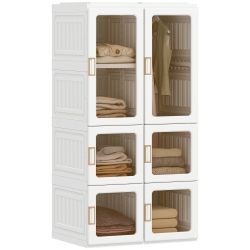 HOMCOM Portable Closet, Foldable Plastic Wardrobe Closet, Clothes Storage Organizer for Bedroom \w 5 Compartments, Hanging Rod, Magnetic Clear