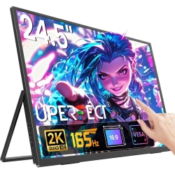 UPERFECT 24.5" 2K 165Hz Touchscreen Portable Monitor, Qhd Freesync Ips HDr, 180° Adjustable Stand, USB - C & HDMI, For