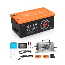 VEVOR 48V 105Ah Golf Cart Lithium Battery, 48 Volt Golf Cart Battery \w 200A Bms, Lcd Monitor And Mobile App, Lifepo4 Battery \w 600A Peak Current