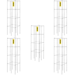 VEVOR 11.8" X 11.8" X 46.1" Tomato Cages, 5 Packs Square Plant Support Cages Pvc-Coated Steel Tomato Towers for Climbing Vegetables, Plants