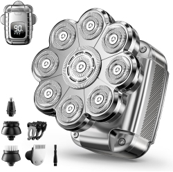 MYACUC 9 Head Shavers for Men, 5 In 1 Detachable Head Shaver \w Led Display, Ipx7 Waterproof Wet Dry Use Rechargeable Electric Shavers for Men Grooming