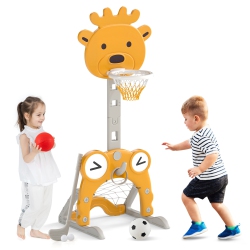 GYMAX Toddler Basketball Hoop 4-In-1 Kids Indoor/outdoor Activity Center Sports Gift
