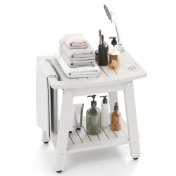 GYMAX Shower Bench Seat Hips Shower Stool W/handle Shower Head & Soap Holder