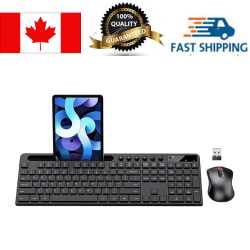 MARVO Kc411W Wireless 2.4Ghz Keyboard And Mouse Combo With Phone Tablet Holder, Silent Mouse With 6 Button, Compatible With Macbook, Windows_Black